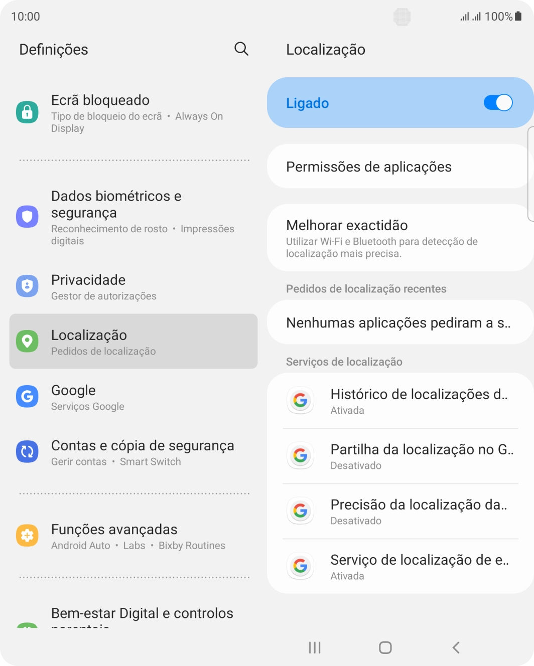 Prima Permissões de aplicações.