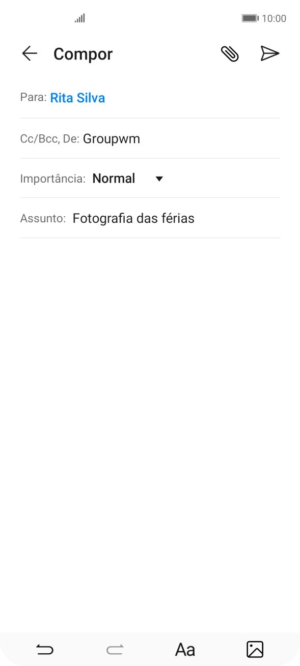 Prima o campo de escrita e escreva o texto do e-mail.