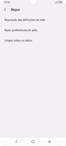 Prima Reposição das definições de rede.