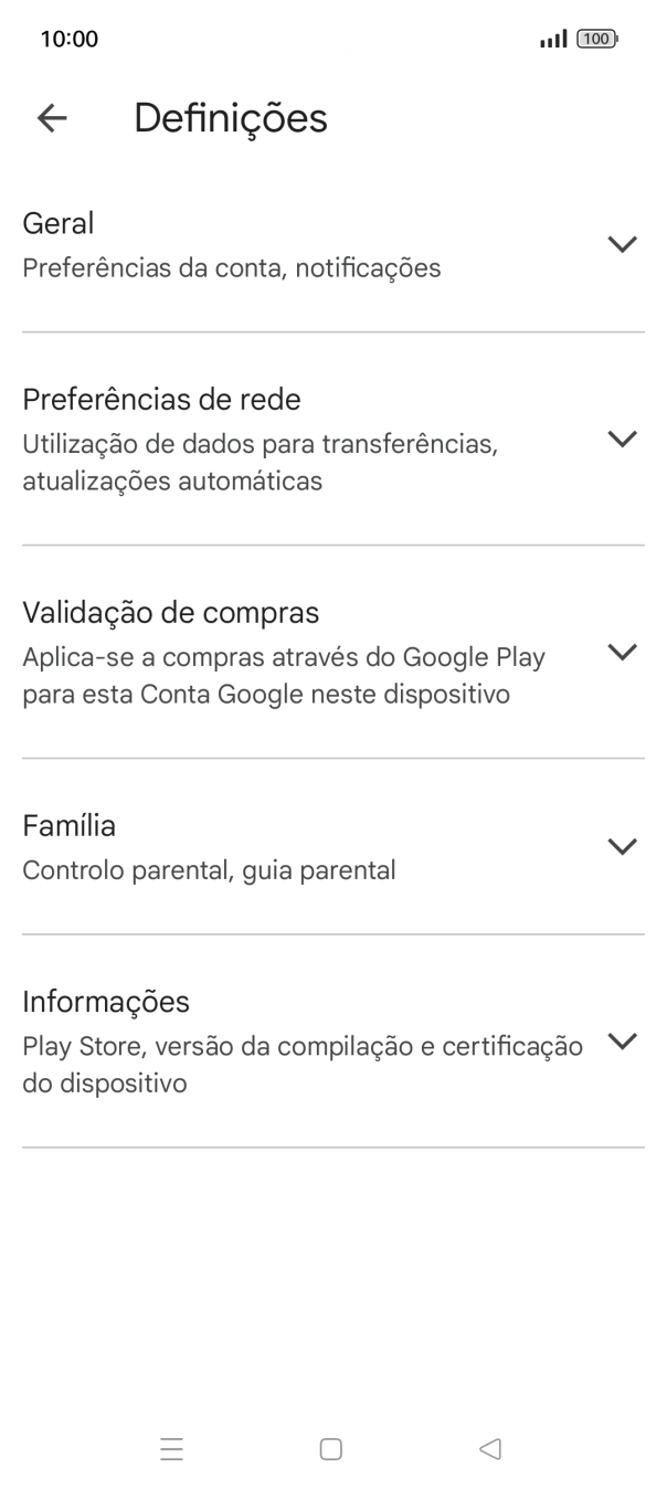Prima Preferências de rede.