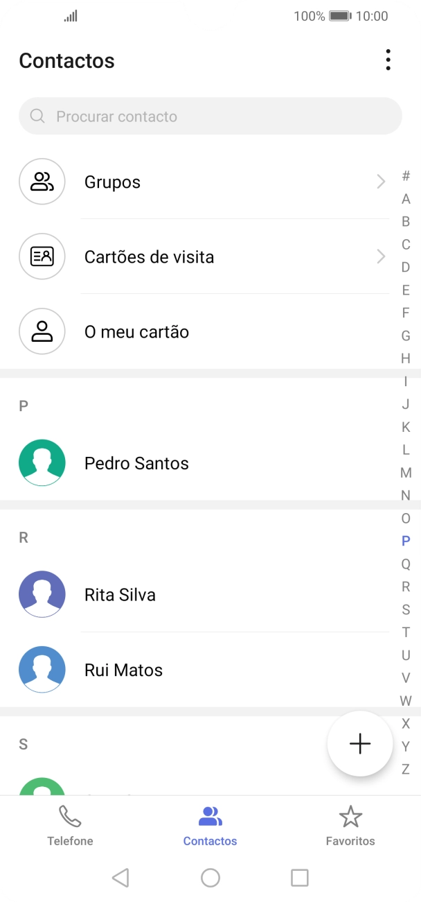 Prima o contacto pretendido.