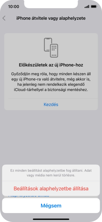 Válaszd a Beállítások alaphelyzetbe állítása lehetőséget.