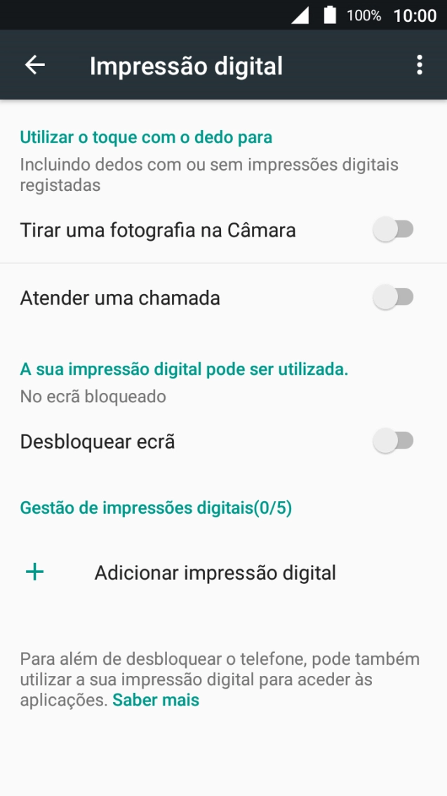 Prima Adicionar impressão digital.