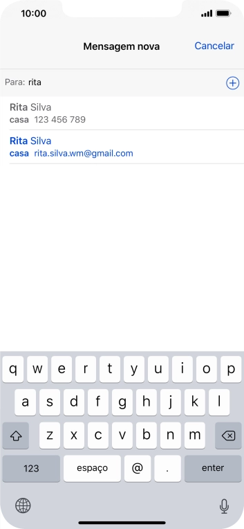 Prima o contacto pretendido.