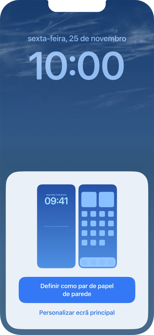 Se pretender utilizar o mesmo esquema de cores para o ecrã principal, prima Definir como par de papel de parede.