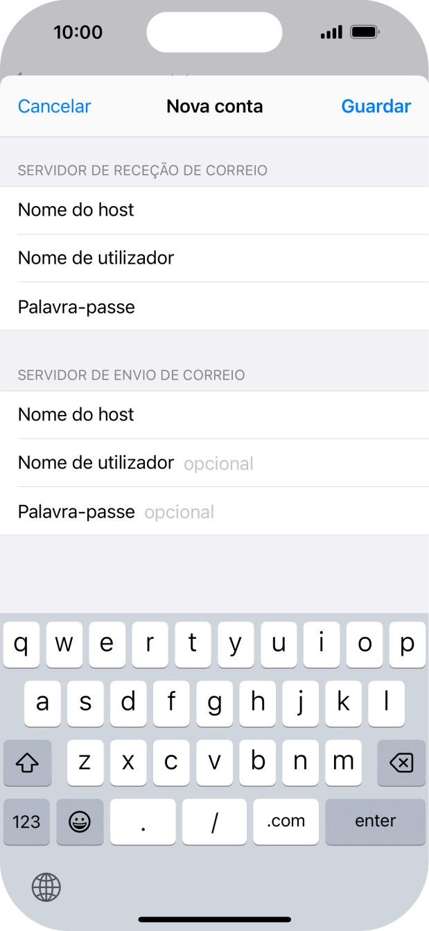 Prima Nome de utilizador e introduza o nome de utilizador da sua conta de e-mail na Vodafone.