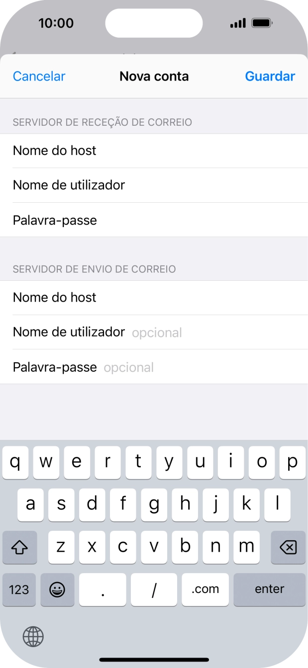 Prima Nome de utilizador e introduza o nome de utilizador da sua conta de e-mail na Vodafone.