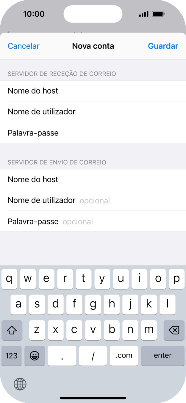 Prima Nome de utilizador e introduza o nome de utilizador da sua conta de e-mail na Vodafone.