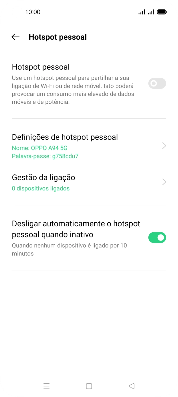 Prima Definições de hotspot pessoal.