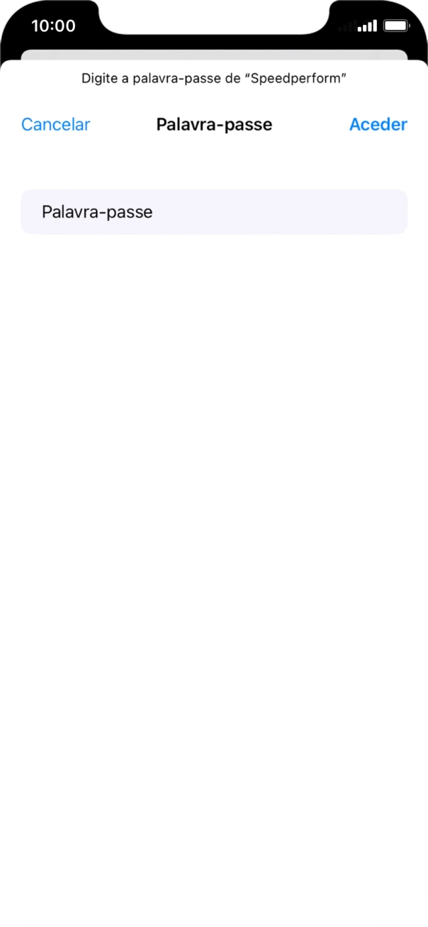 Introduza a password da rede Wi-Fi e prima Aceder.