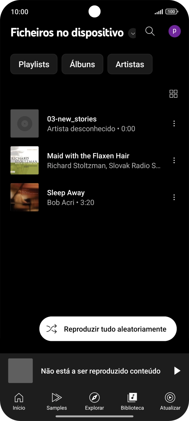 Prima o ficheiro de música pretendido.