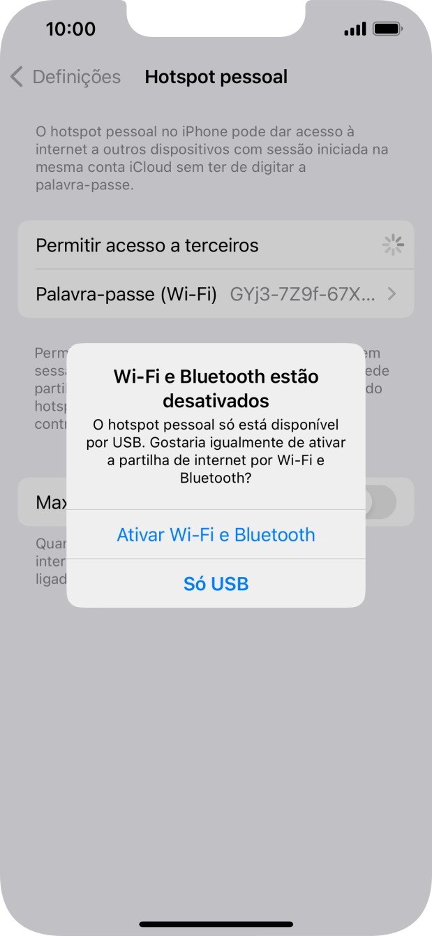 Se o Wi-Fi estiver desativado, prima Ativar Wi-Fi e Bluetooth.