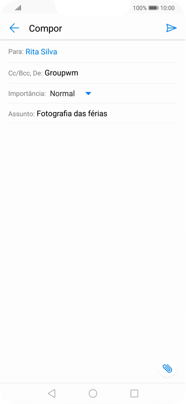 Prima o campo de escrita e escreva o texto do e-mail.