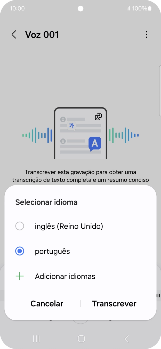 Prima o idioma ditado.