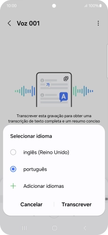 Prima o idioma ditado.