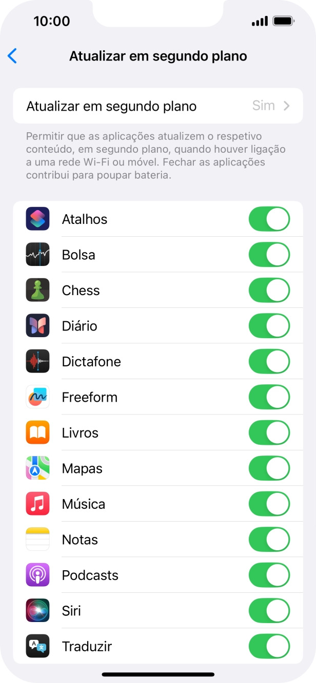 Prima Atualizar em segundo plano.