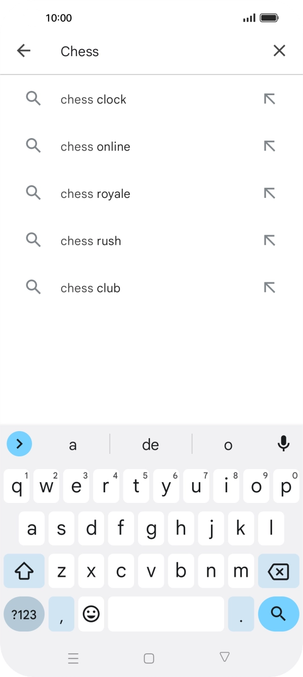Introduza o nome ou categoria da app pretendida e prima o ícone para pesquisar.
