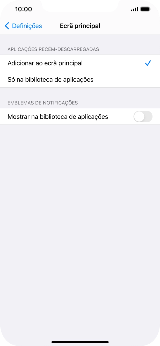 Para adicionar apps recém descarregadas ao ecrã inicial e à biblioteca de apps, deve premir Adicionar ao ecrã principal.