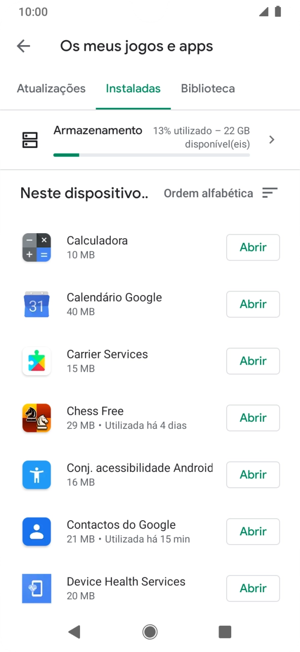 Prima a app pretendida.