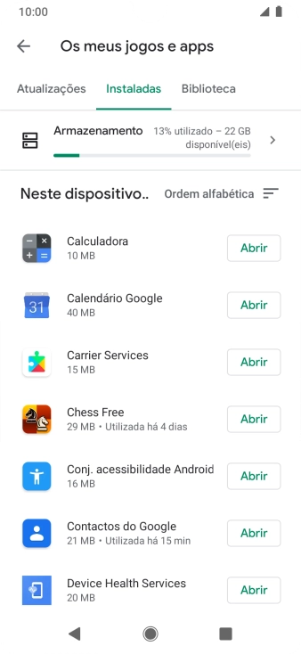 Prima a app pretendida.