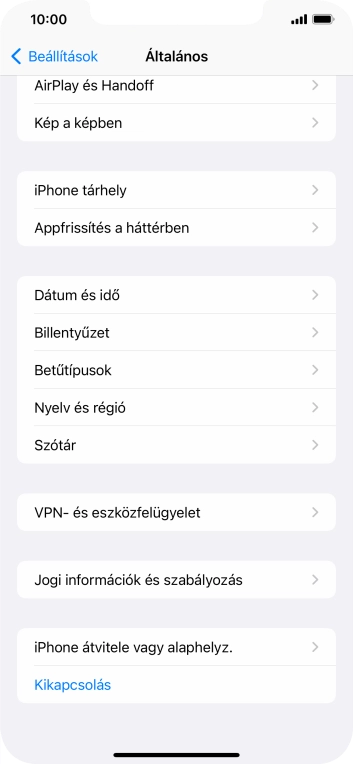Válaszd az „iPhone átvitele vagy alaphelyz.” lehetőséget.