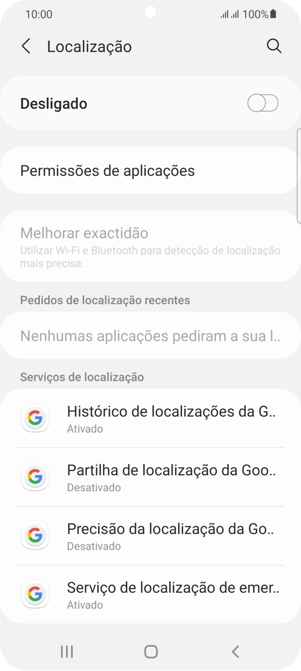 Prima o indicador para ativar ou desativar a função.