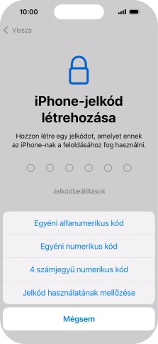 A képernyőzár használatának bekapcsolásához kövesd a képernyőn megjelenő utasításokat, vagy válaszd a Jelkód használatának mellőzése lehetőséget.