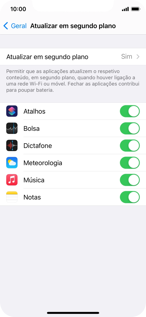 Prima Atualizar em segundo plano.