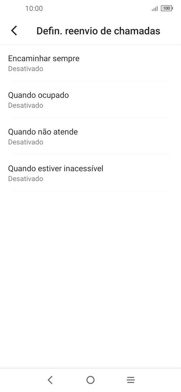 Prima o tipo de desvio pretendido.