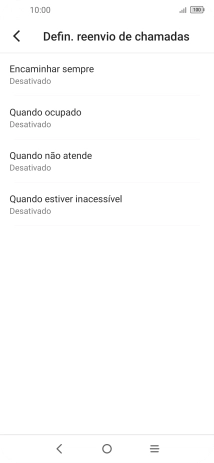 Prima o tipo de desvio pretendido.