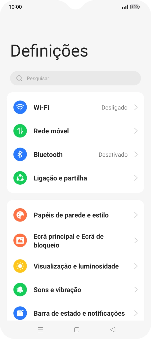 Prima Barra de estado e notificações.