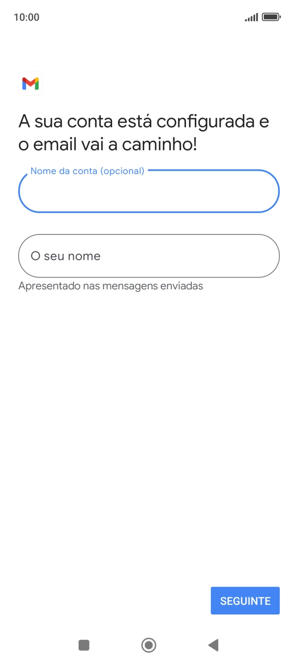 Prima O seu nome e introduza o nome do remetente pretendido.