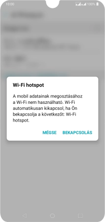 Amennyiben be van kapcsolva a Wi-Fi, válaszd a BEKAPCSOLÁS lehetőséget.
