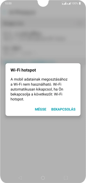 Amennyiben be van kapcsolva a Wi-Fi, válaszd a BEKAPCSOLÁS lehetőséget.