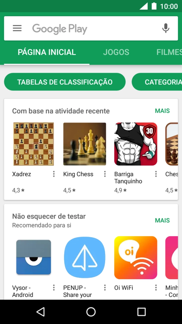 Deslize o dedo sobre o ecrã da esquerda para a direita.