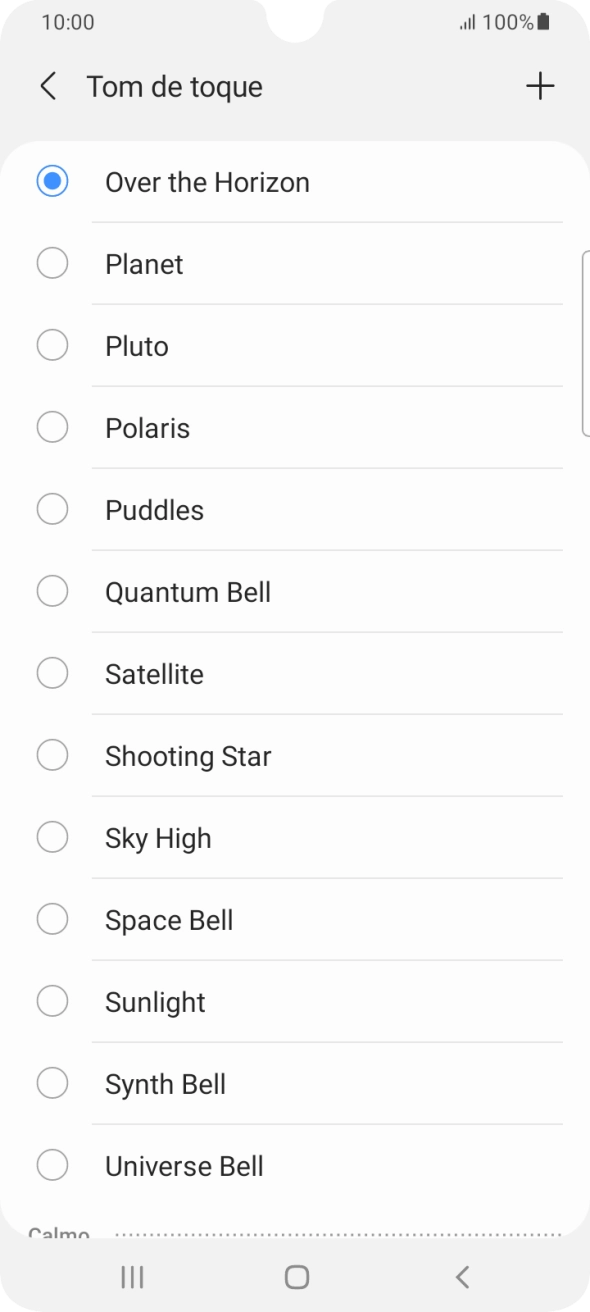 Prima o ícone para adicionar um tom de toque.