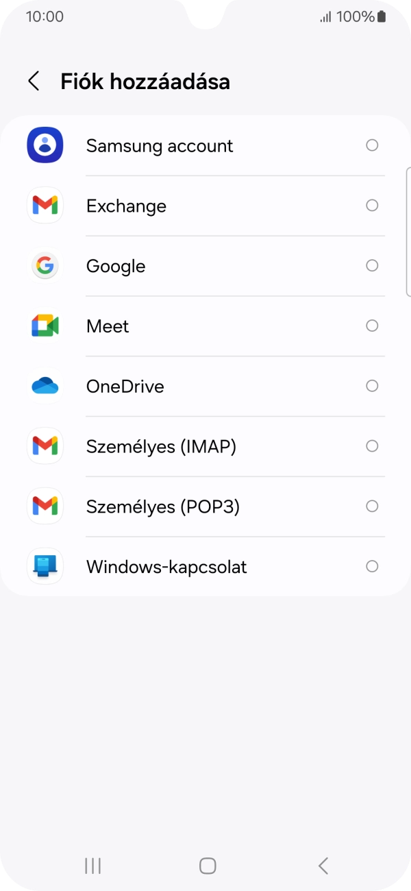 Válaszd a Google lehetőséget.