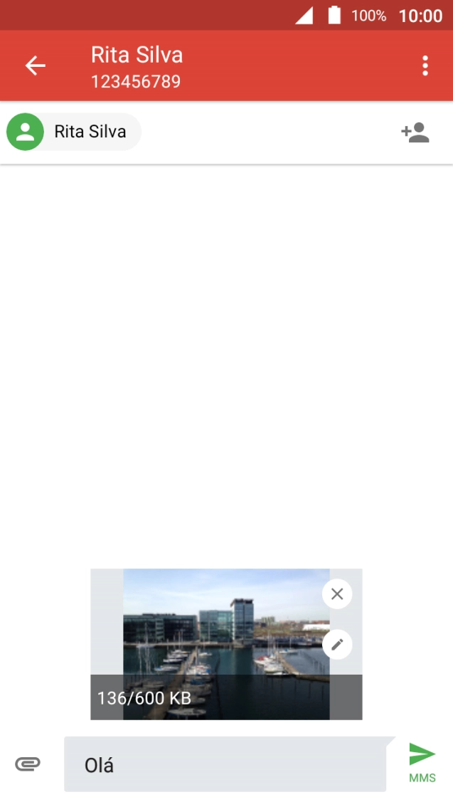 Prima o ícone para enviar.