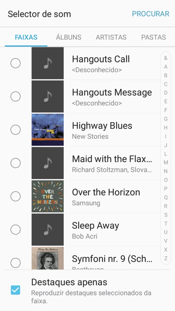 Prima os tons de toque pretendidos para os ouvir.