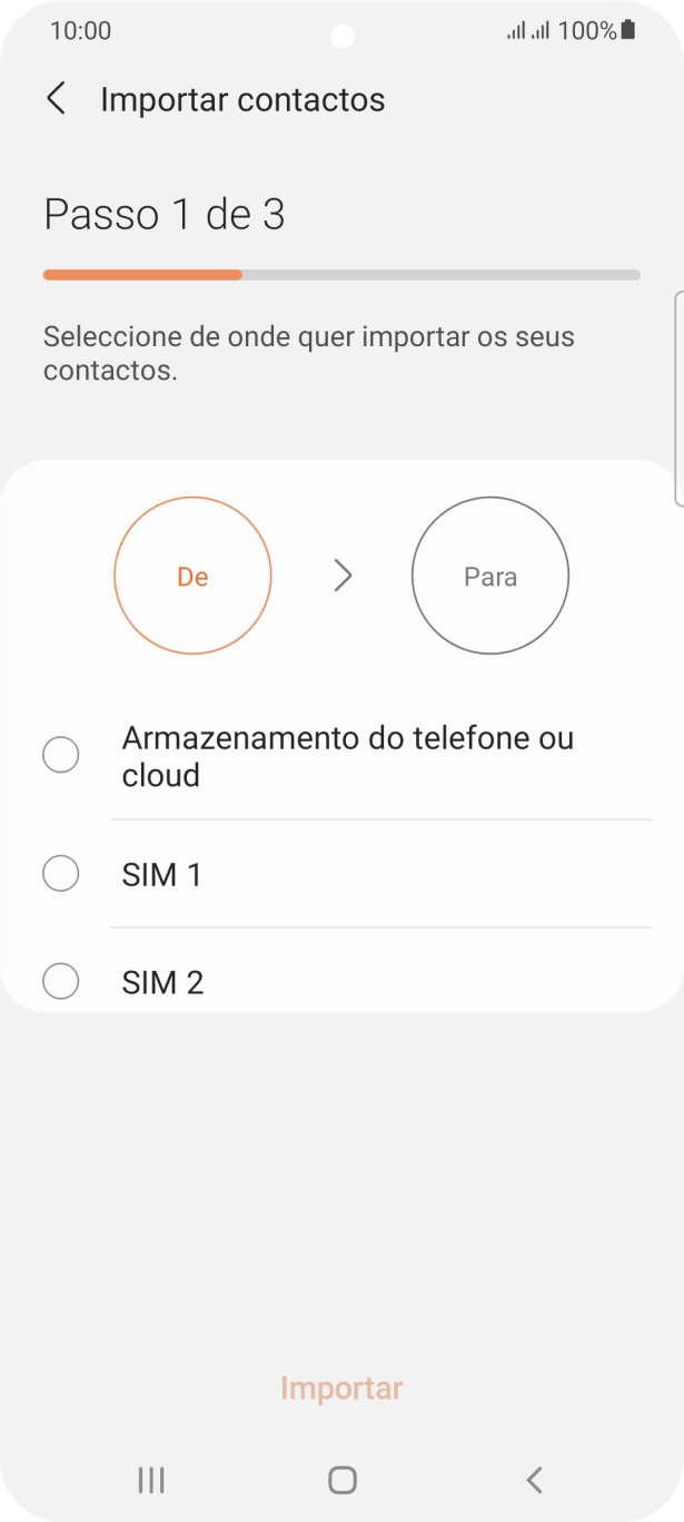 Prima o cartão SIM pretendido.