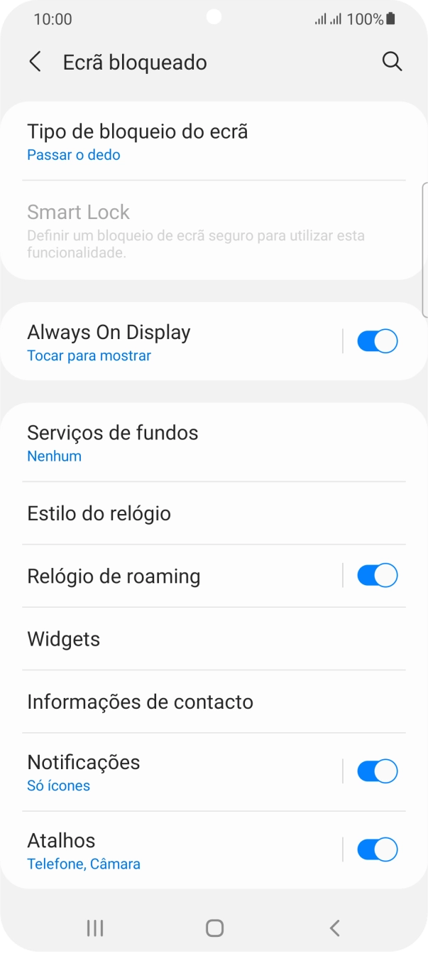 Prima Tipo de bloqueio do ecrã.