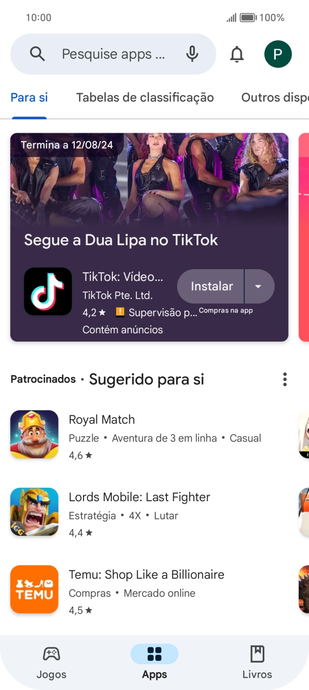 Prima o ícone de perfil.