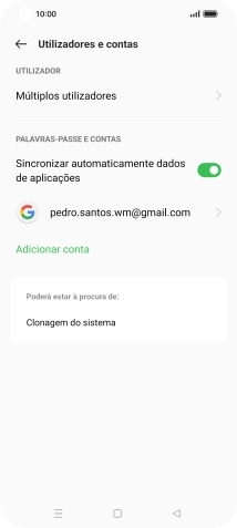 Prima Adicionar conta.