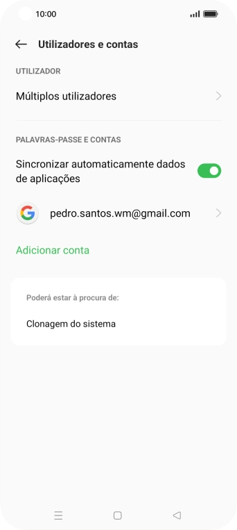 Prima Adicionar conta.