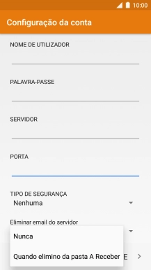Prima Nunca para manter os e-mails no servidor quando estes são apagados no telefone.