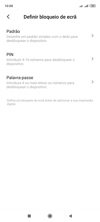 Prima o código de bloqueio do telefone pretendido e siga as indicações no ecrã para estabelecer um código de bloqueio adicional.