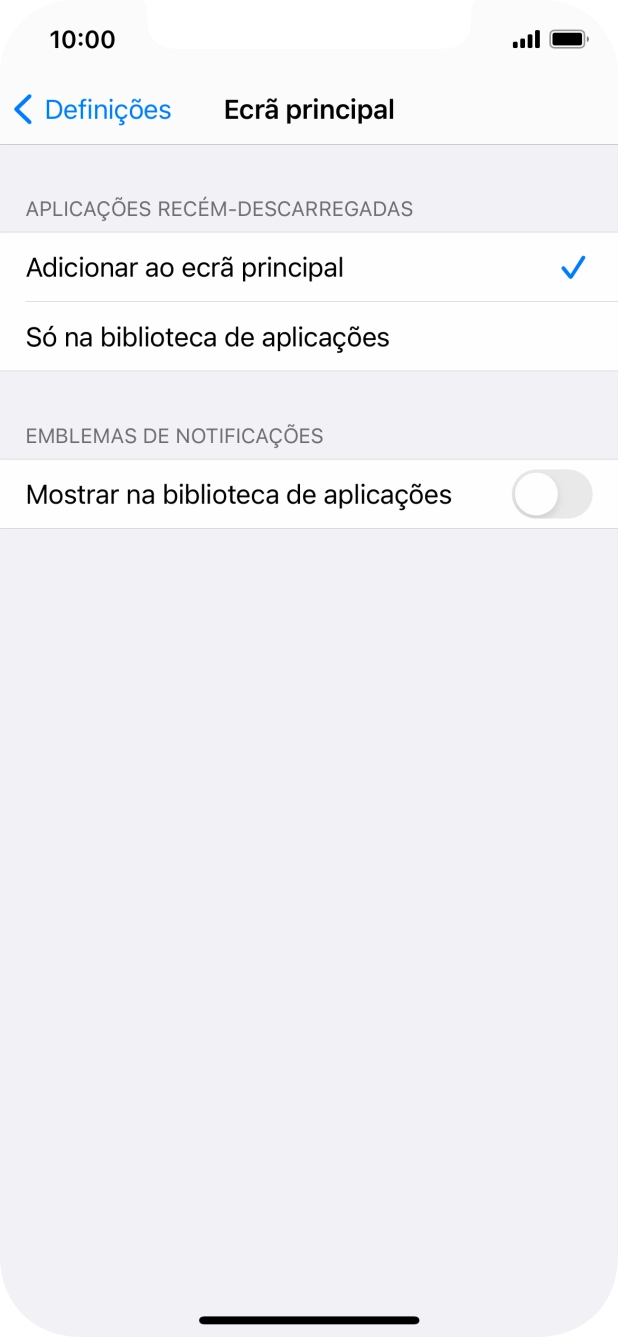 Para adicionar apps recém descarregadas ao ecrã inicial e à biblioteca de apps, deve premir Adicionar ao ecrã principal.
