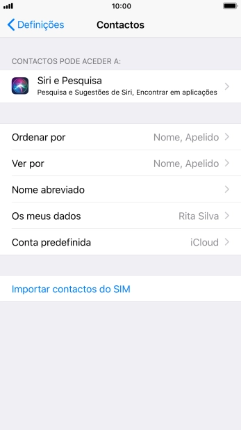 Prima Importar contactos do SIM.