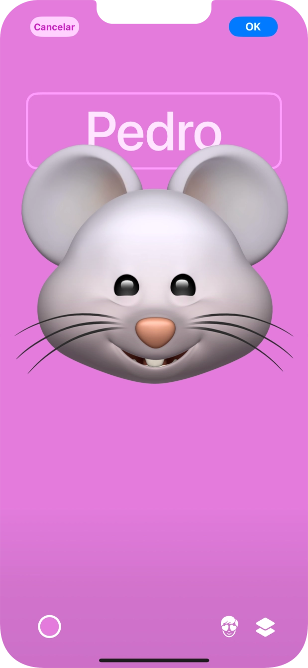 Prima o campo do nome e siga as indicações no ecrã para escolher o tipo de letra e cor para o seu nome no cartaz de contacto.