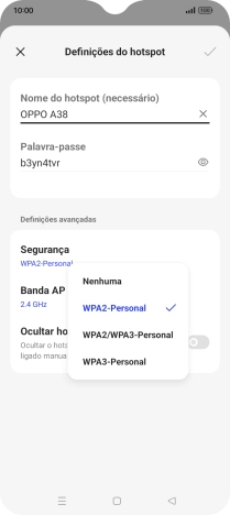 Prima WPA3-Personal para proteger o hotspot Wi-Fi com uma password.